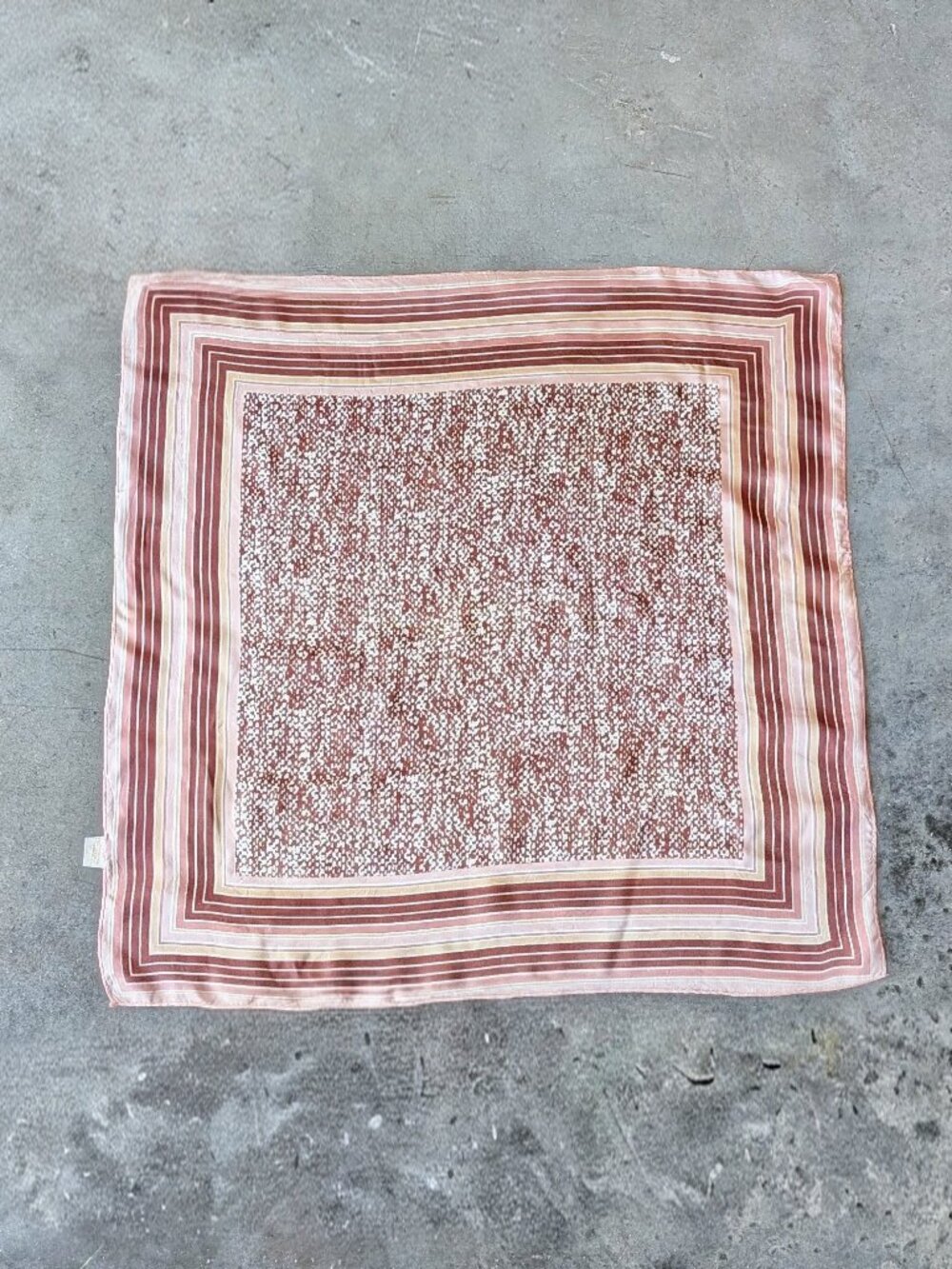 Vintage Made in Japan Brown Tones Striped Square Head Scarf Neck Scarf - Picture 7 of 7